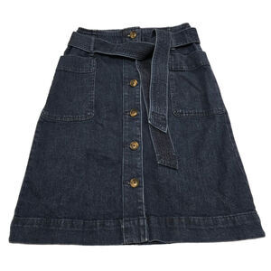 LOFT Size 2 Denim A-line Button Belt Skirt